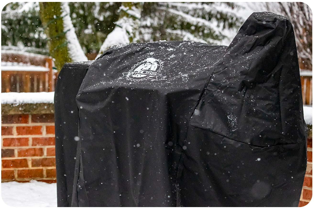 pit boss grill cover photo in snow all-weather heavy-duty bbq cover