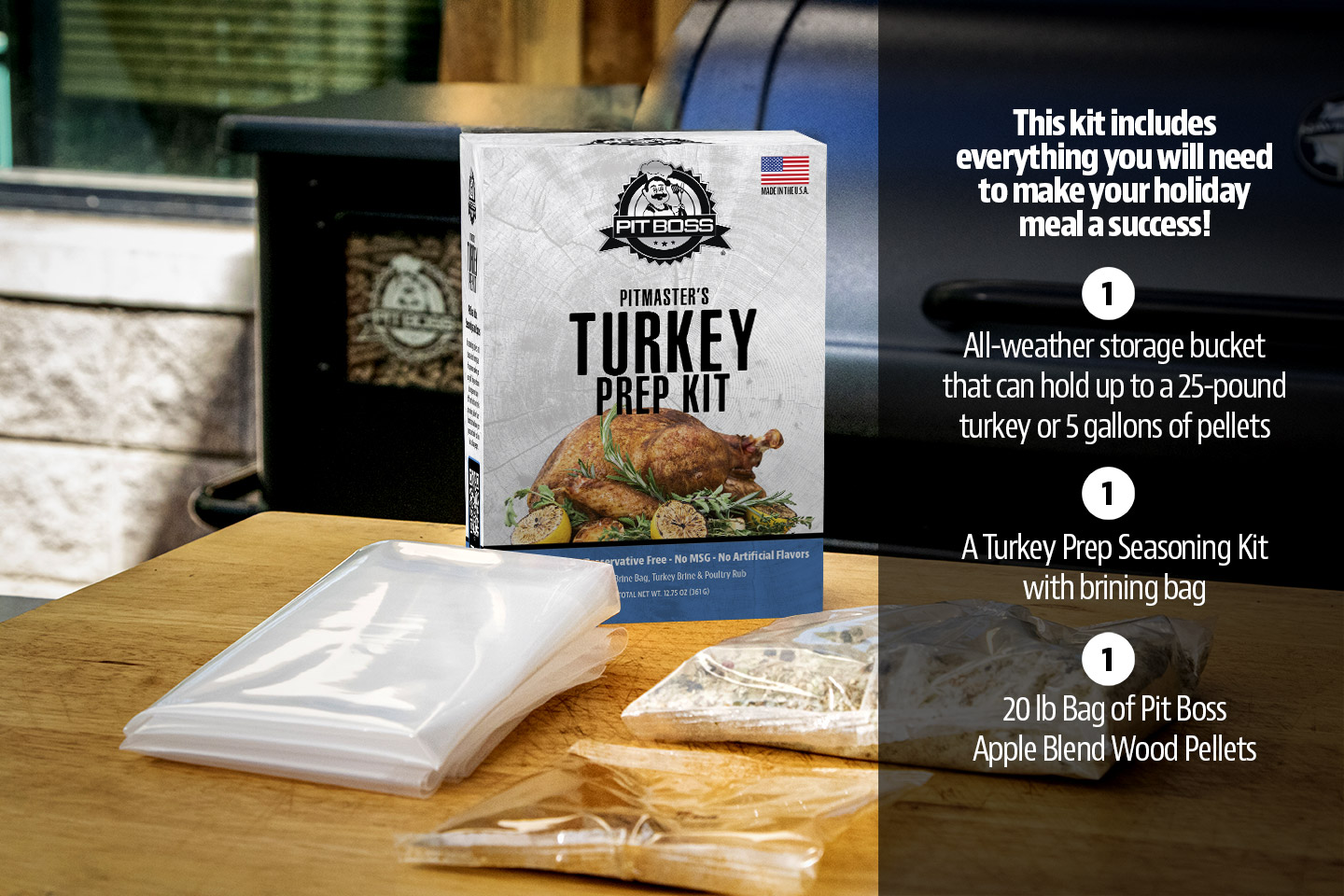 pit boss turkey bucket brine prep seasoning kit with brine bag and dried seasonings