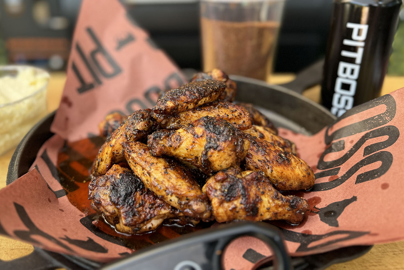 grilled coffee chili wings with homemade coffee chili rub cooked on pit boss wood pellet grill
