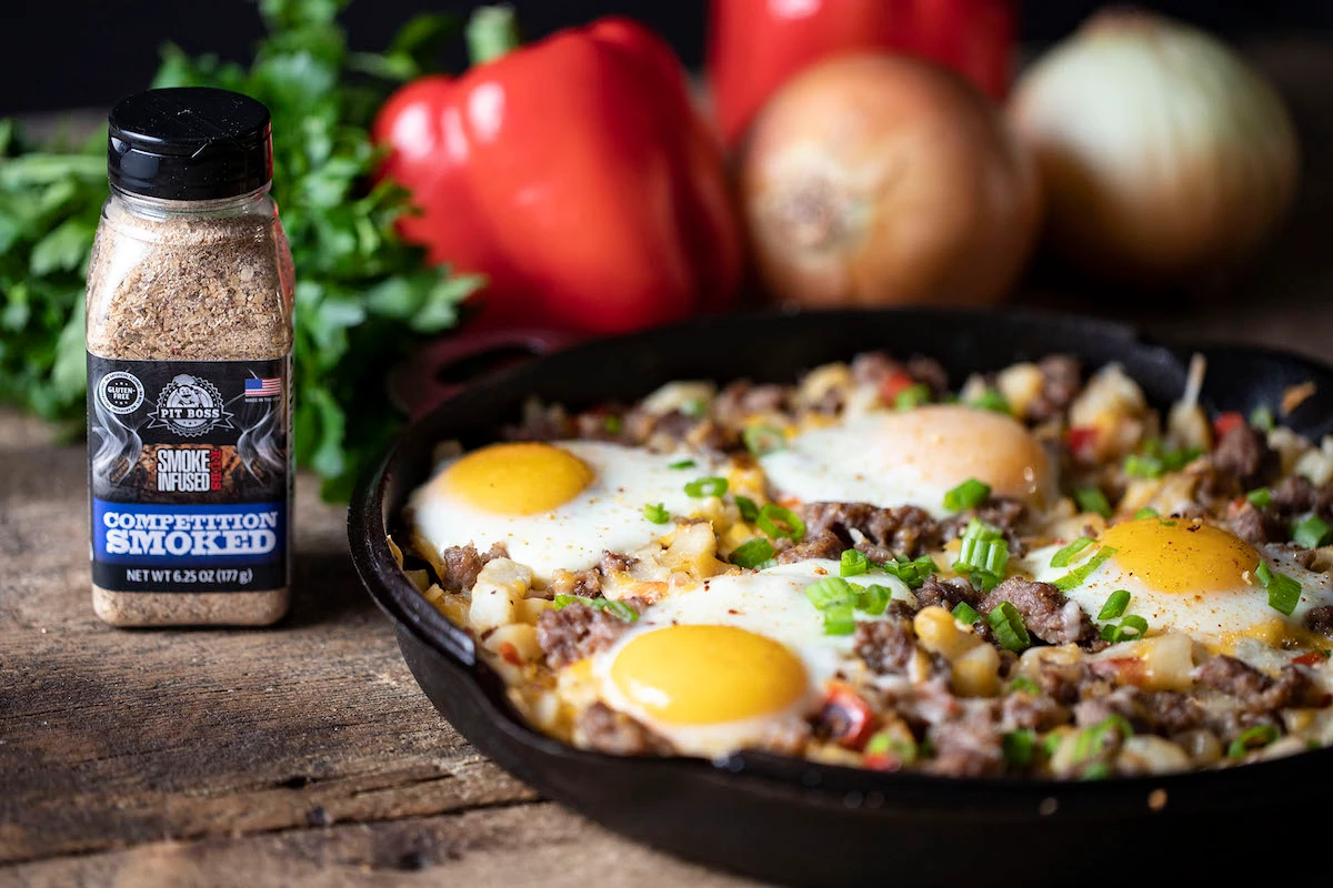 Traeger Smoked Breakfast Skillet with Sausage - Boots & Hooves