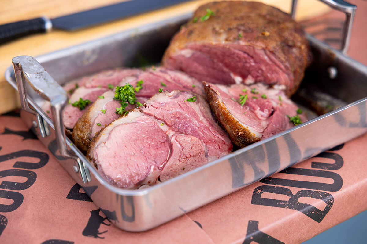 easy roasted prime rib smoked on a pit boss wood pellet grill. simple holiday beef recipe
